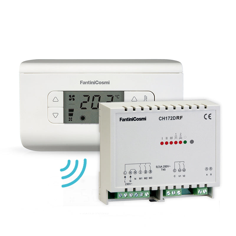 FANTINI COSMI CH130RFR - Room thermostats and actuator for fan-coils, 3 speeds, with remote relay. Wireless version