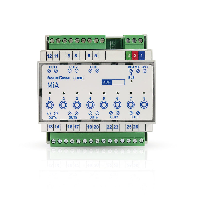 FANTINI COSMI ODD08 - Module with 8 outputs with 12A relays and auxiliary push buttons