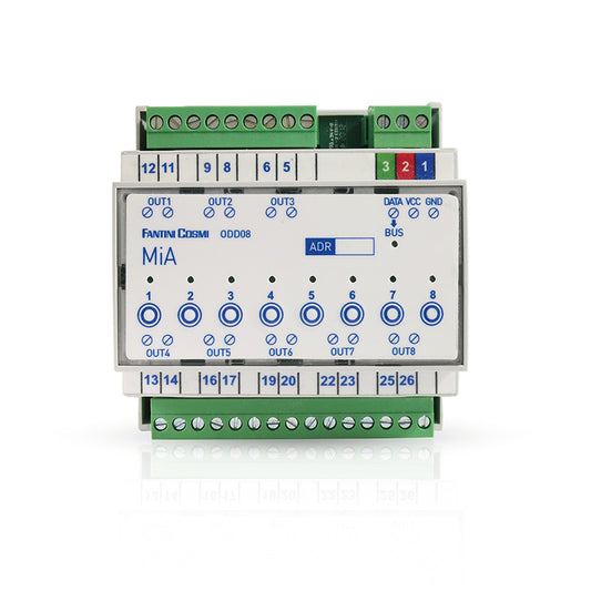 FANTINI COSMI ODD08 - Module with 8 outputs with 12A relays and auxiliary push buttons