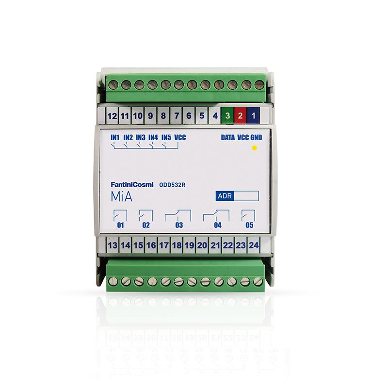 FANTINI COSMI ODD532 - Module with 5 digital inputs and 3 outputs with 16A relay and 2 outputs with 6A relay