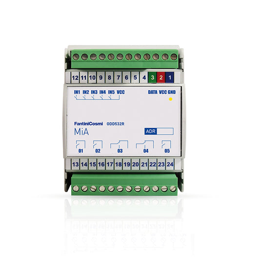 FANTINI COSMI ODD532 - Module with 5 digital inputs and 3 outputs with 16A relay and 2 outputs with 6A relay